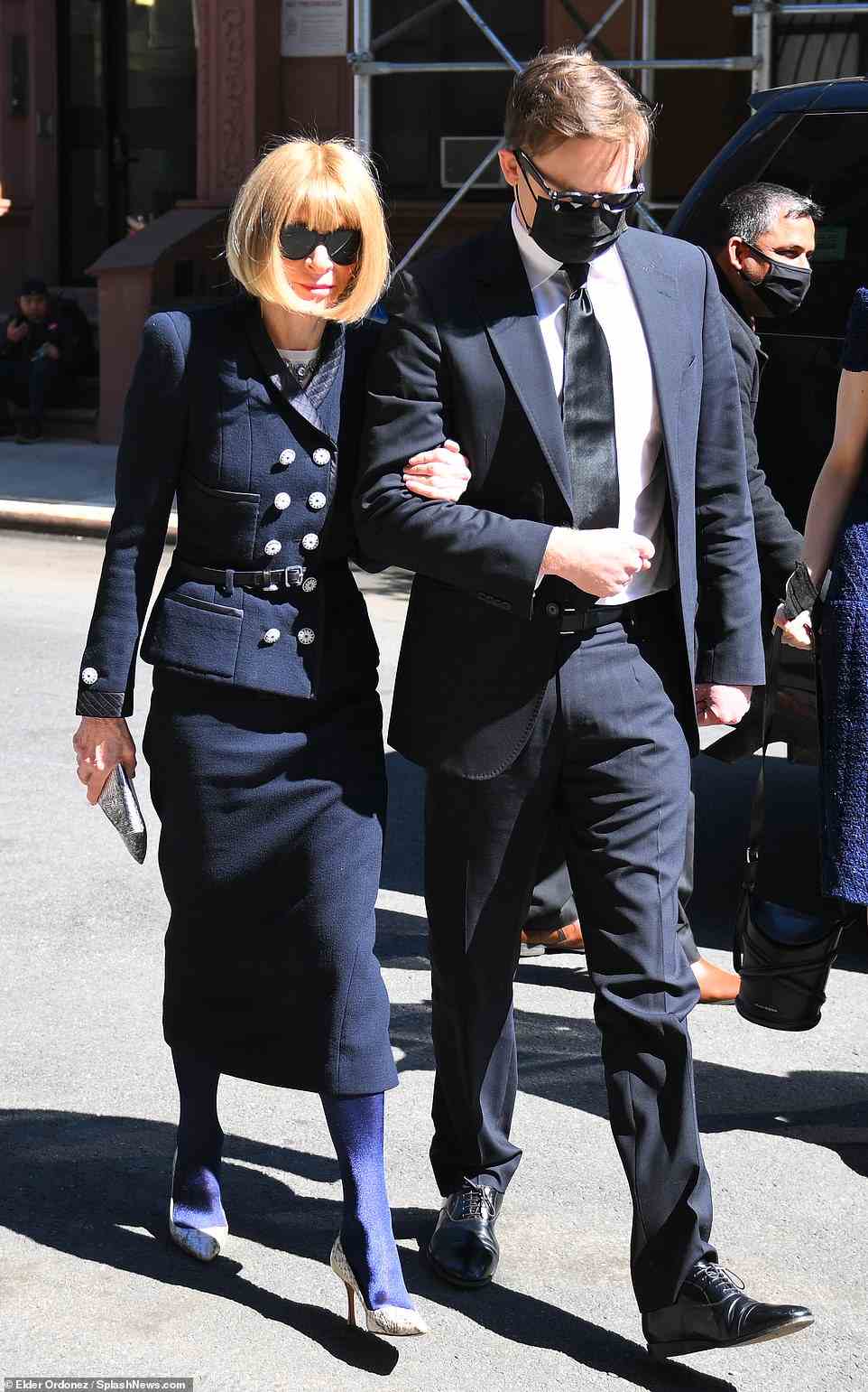 Vogue's Anna Wintour (who was accompanied by her son Charles Shaffer) was also in attendance at the memorial, which took place at the Abyssinian Baptist Church in Harlem, New York. She enjoyed a decades-long friendship with Talley, who famously accused her of dropping him from her inner circle because she believed him to be 'old, overweight, and uncool'