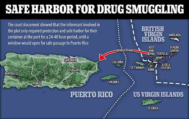 Premier Andrew Alturo Fahie wurde wegen Drogenhandels und Verschwörung zur Geldwäsche angeklagt, nachdem die Polizei in den Vereinigten Staaten 62 Millionen Pfund Kokain gestochen hatte.  Im Bild: die Drogenroute