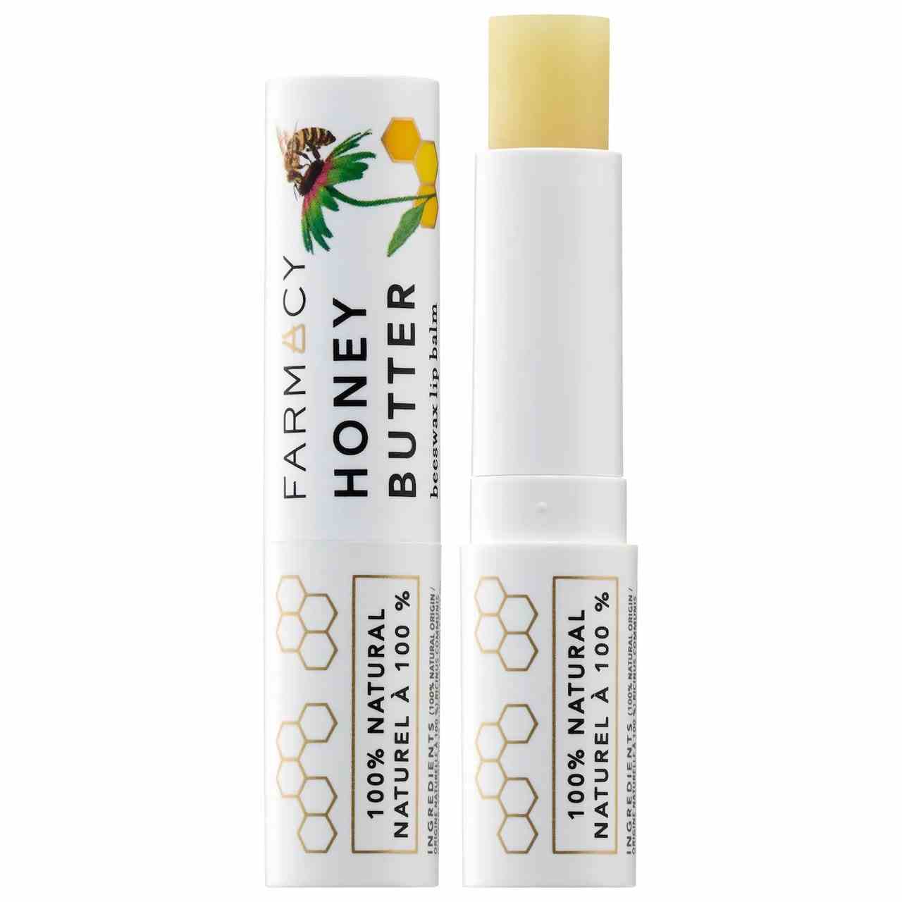 Apotheken-Honig-Butter-Lippe auf weißem Hintergrund