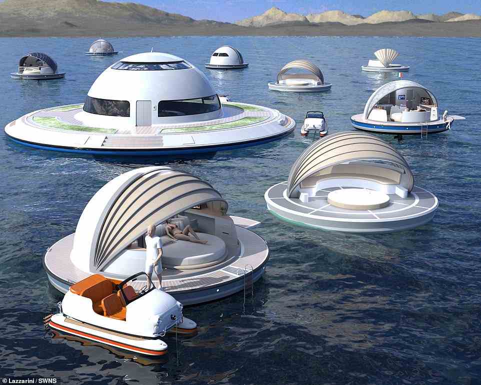 Ein italienisches Designunternehmen hat sich eine luxuriöse Kapsel im UFO-Stil ausgedacht, die teils Schlafzimmer und teils Motorboot ist
