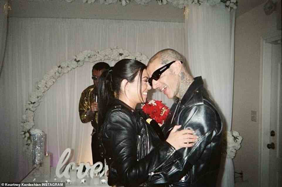 Just married! Kourtney Kardashian has shared snaps from her 'epic' drunk Vegas wedding to Travis Barker