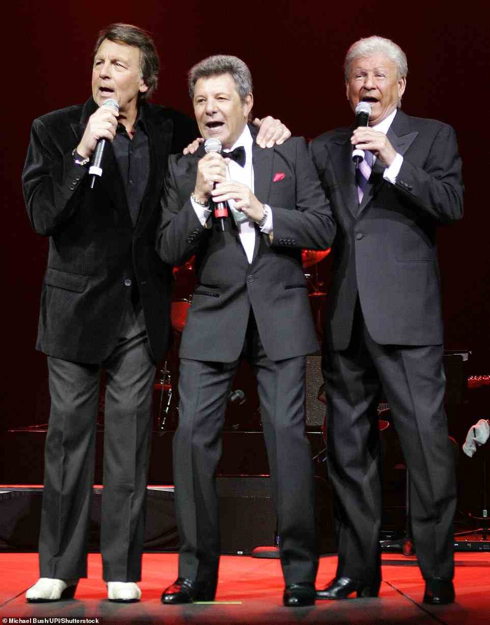 Bobby Rydell, the popular teen heartthrob singer who rose to fame in the 1950s, has tragically died at age 79. He is pictured with his Golden Boys bandmates in 2008