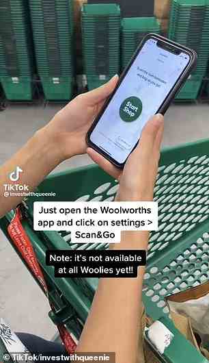 „Öffnen Sie einfach die Woolworths-App und klicken Sie auf Einstellungen [then] Scan & Go«, sagte sie