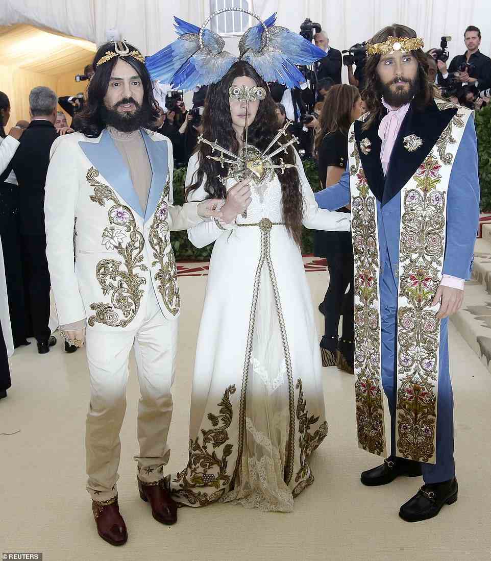 Alessandro Michele, Lana Del Rey, and actor Jared Leto were perfectly on-theme for 'Heavenly Bodies in 2018, with a Gucci-clad Leto looking like a chic incarnation of Jesus