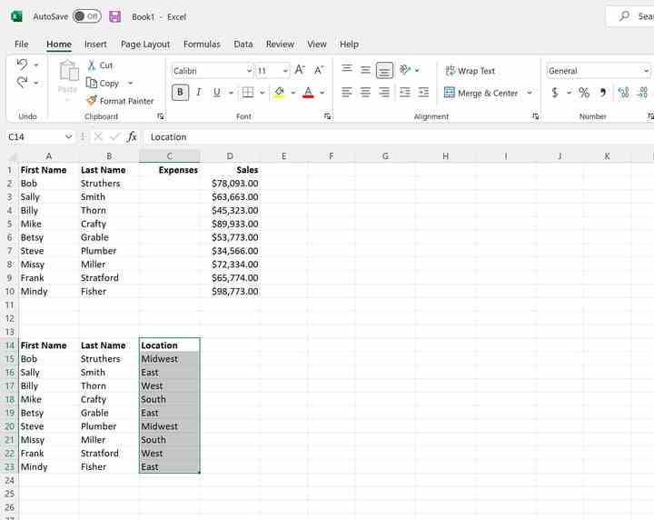 Auswählen eines Teils einer Spalte zum Hinzufügen in Microsoft Excel.
