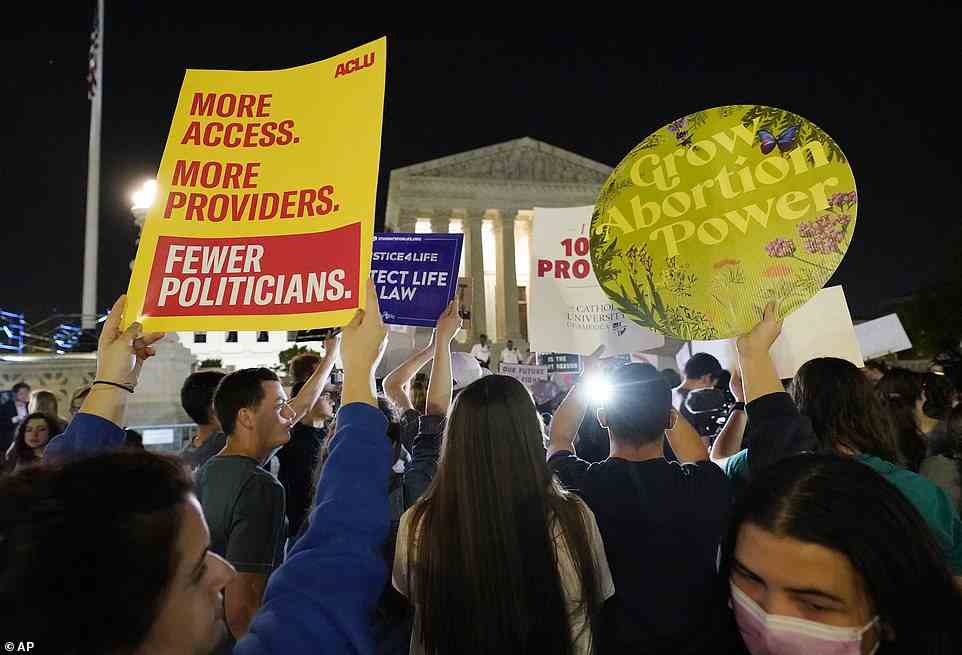 Protesters numbered in the hundreds according to reporters at the Supreme Court Monday night