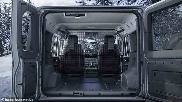 The 2-seat Grenadier Utility Wagon has load space of 2,088 litres