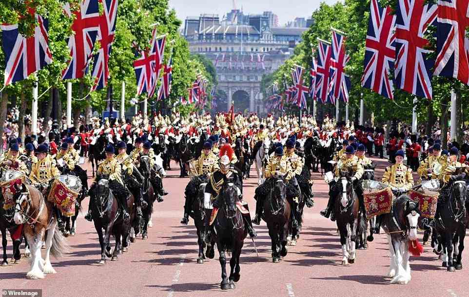 More than 1,400 parading soldiers, 200 horses and 400 musicians will come together in the traditional Parade to mark The Queen's official birthday, usually held on the second Saturday in June