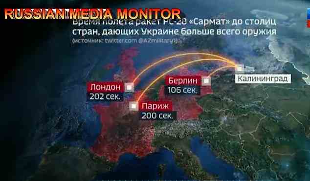 Last week, Russian state TV has brazenly simulated how Putin would launch a nuclear strike on three capital cities in Europe, declaring there would be 'no survivors'