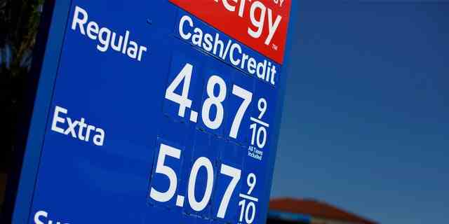 Gaspreise in San Diego, Kalifornien, 9. November 2021. 