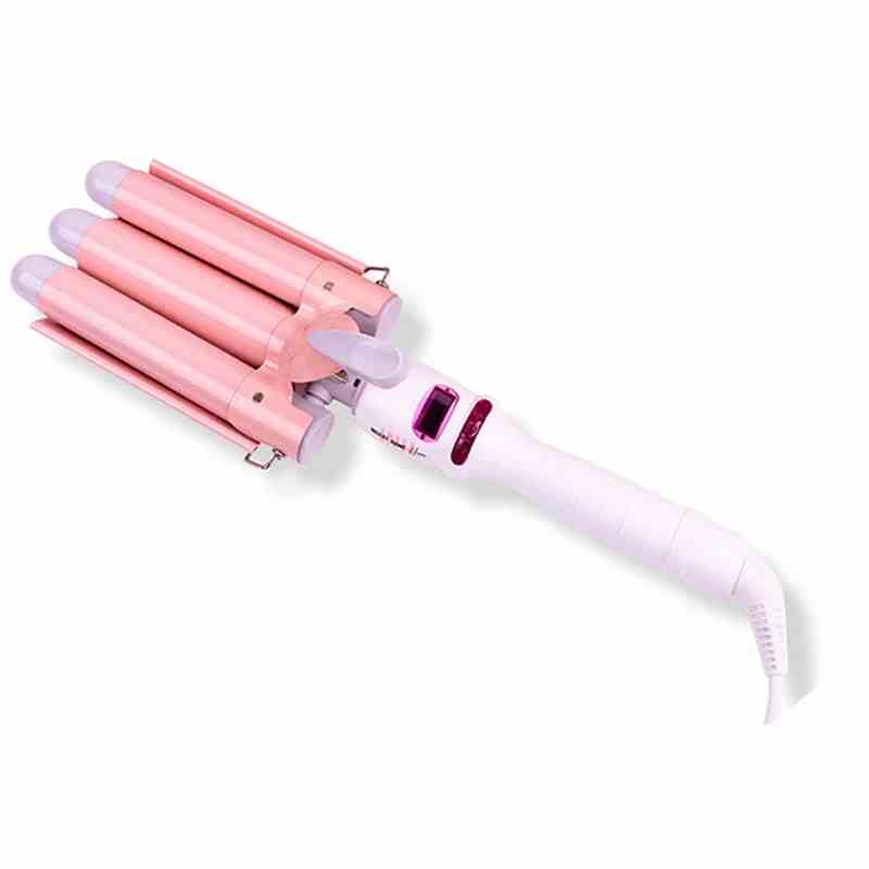 The pink Insert Name Here Insert Waves Here hair waver tool on a white background