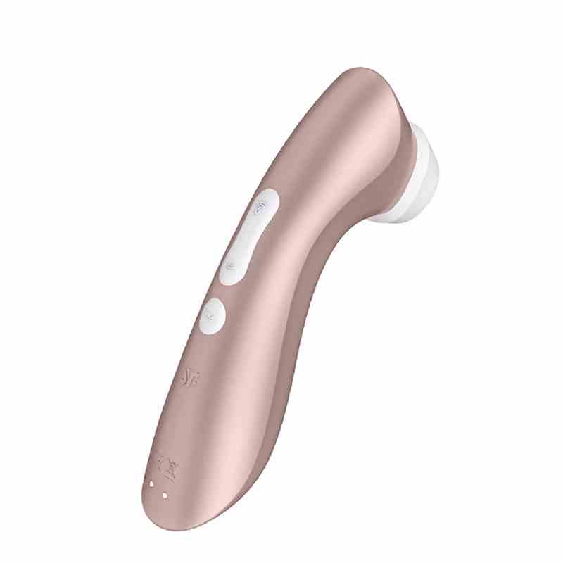 Das pinkfarbene Sexspielzeug Satisfyer Pro 2+ mit klitoralem Saugen auf weißem Hintergrund