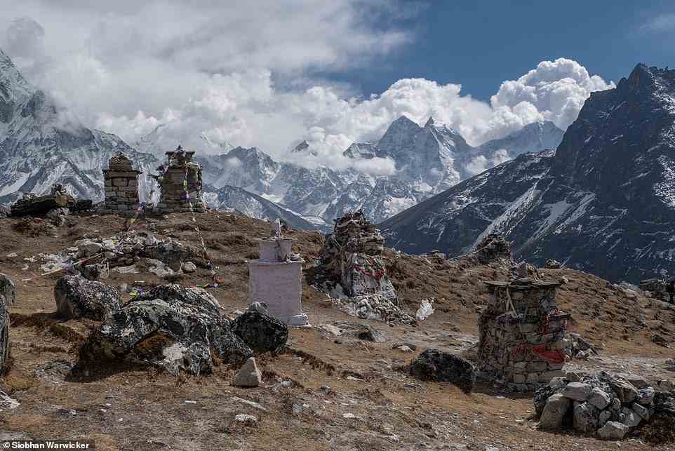 The day before reaching Everest Base Camp, Siobhan's group passed the climbers' memorial at 4,825m (15,830ft), above the small settlement of Dughla. Those remembered here include Scott Fischer and Rob Hall, mountain guides killed in the 1996 Everest disaster, depicted in the book Into Thin Air and the film Everest