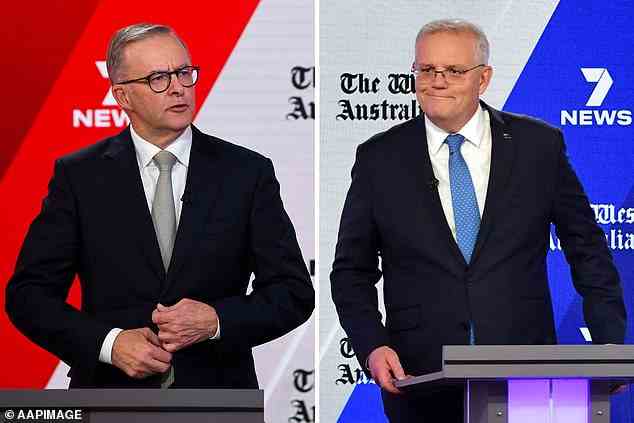 Die jüngste YouGov-Umfrage hat einen Erdrutschsieg der Labour Party über die Koalition vorhergesagt (im Bild Oppositionsführer Anthony Albanese und Premierminister Scott Morrison).