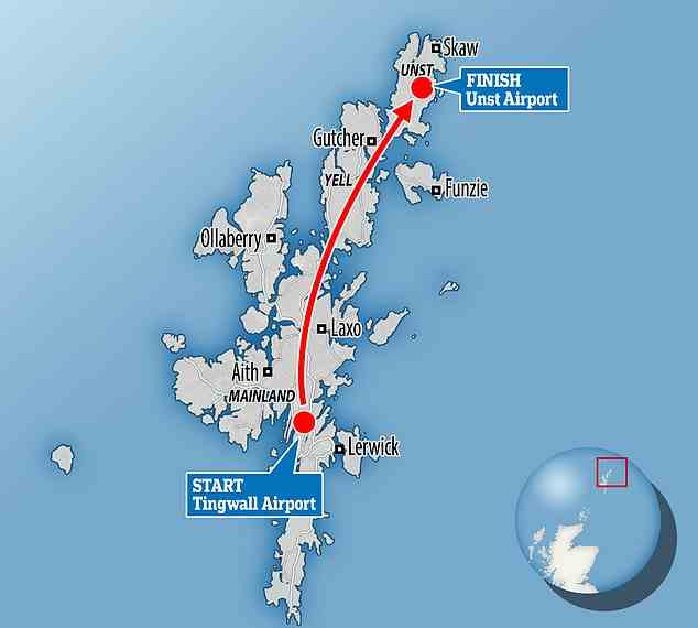 Royal Mail hat in den letzten 18 Monaten bereits vier Drohnenversuche durchgeführt;  der letzte im April über den Shetlandinseln beförderte Post zwischen dem Flughafen Tingwall in Lerwick und dem Flughafen Unst – ein 50-Meilen-Flug pro Strecke