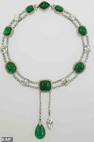 The Delhi Durbar Necklace, which will go on show at Buckingham Palace this Summer, features an 8.8 carat diamond pendant