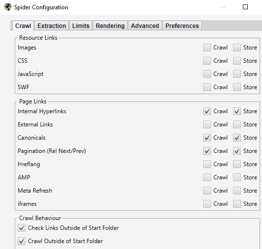 Recommended Screaming Frog Crawl Settings