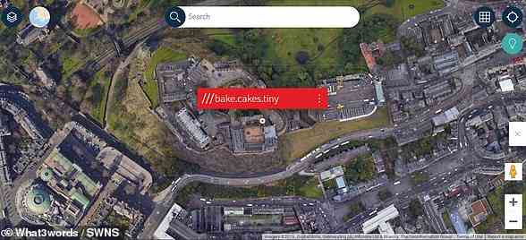 Abgebildet ist das Edinburgh Castle, das in What 3 Words als 