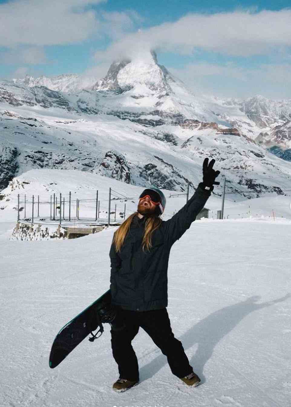 Sam, pictured hitting the slopes on a ski holiday, has more than 12 million followers and 101 million likes, including from pop stars Justin Bieber and Sia on TikTok