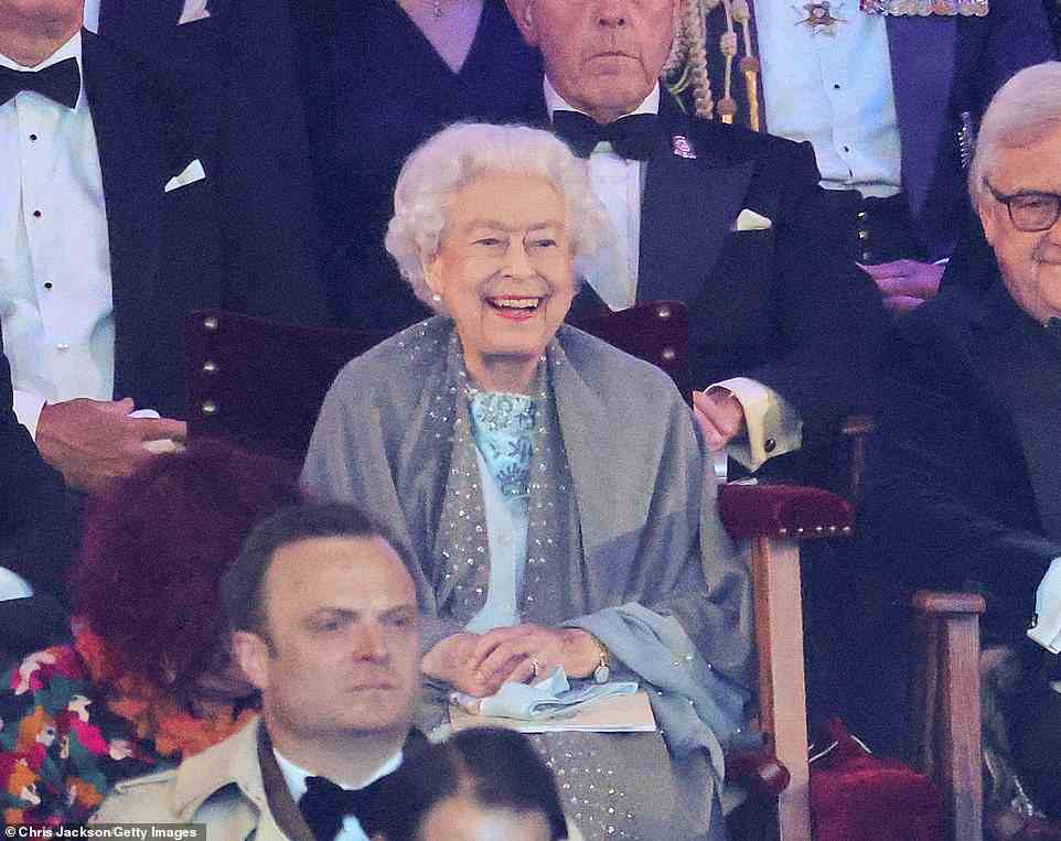 The Queen, 96, walked to her seat at Platinum Jubilee celebration and smiled through the much-anticipated production