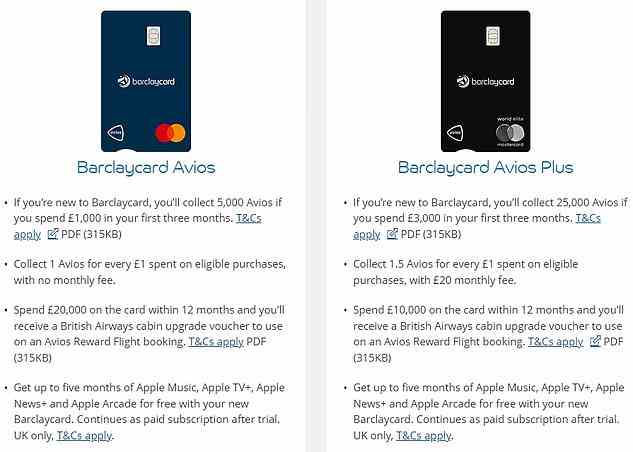 Barclaycard's two new credit cards offer customers the opportunity to collect Avios points for every £1 they spend.