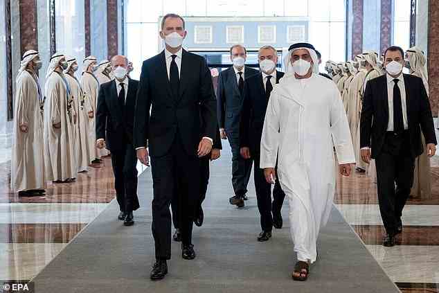 Der spanische König besuchte heute den Mushrif-Palast in Abu Dhabi, wo er General Sheikh Saif bin Zayed Al Nahyan traf