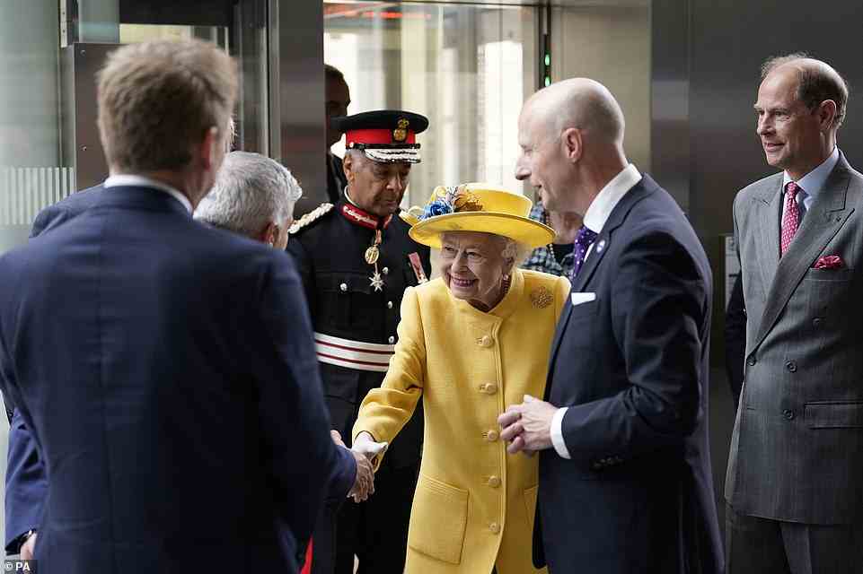 It comes a day after Her Majesty's surprise appearance at the opening of the Elizabeth Line at Paddington Station, in London, pictured, following her absence from the State Opening of Parliament last week