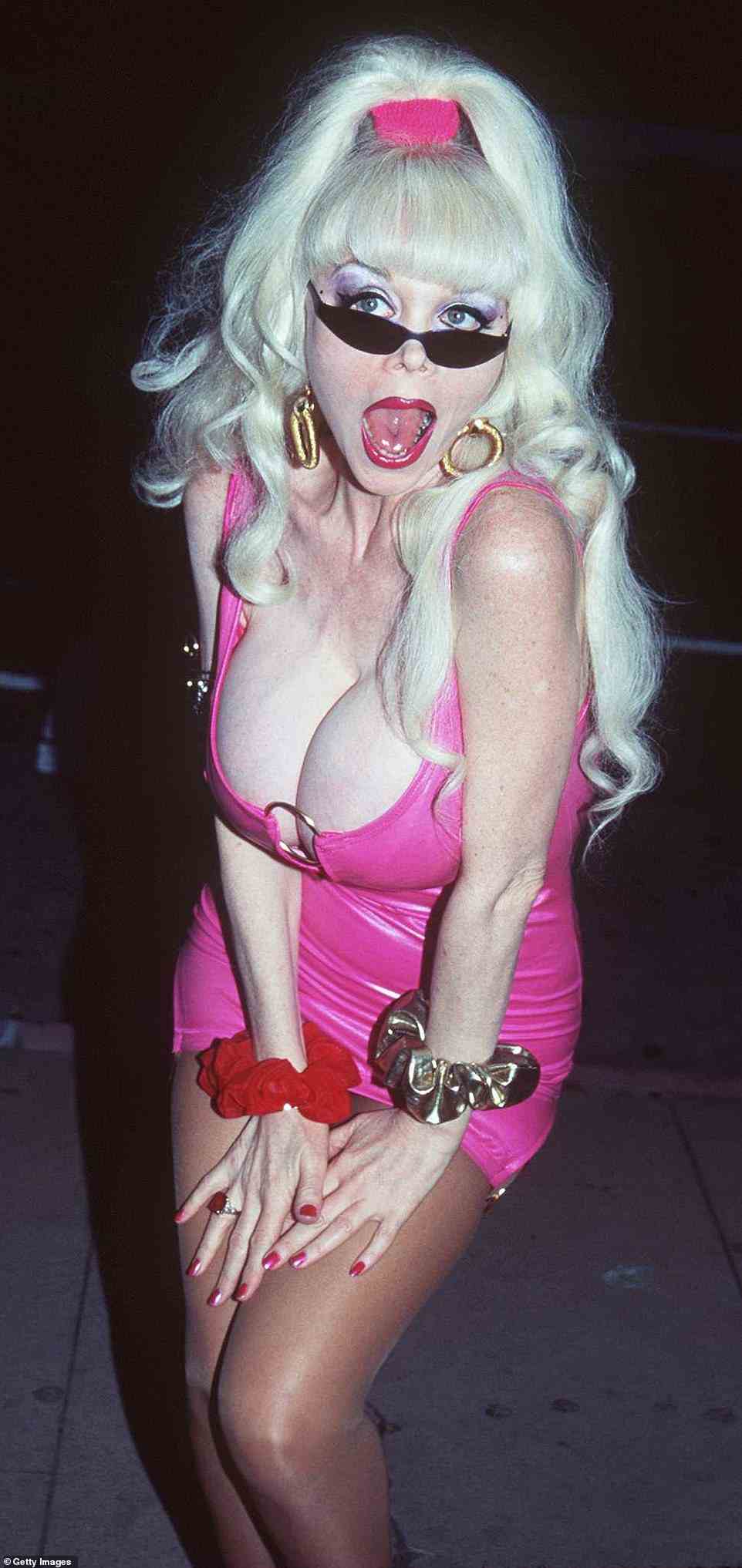 Angelyne - who was actually born in Poland and whose parents were Holocaust survivors - somehow managed to keep her heritage hidden, and for more than two decades, her past was a mystery to the world. She is pictured in 1996