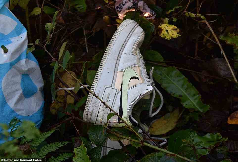 Bobbi-Anne's white Nike shoe (pictured) was found in a wooded area off Coombe Lane in Tamerton, just north of Plymouth