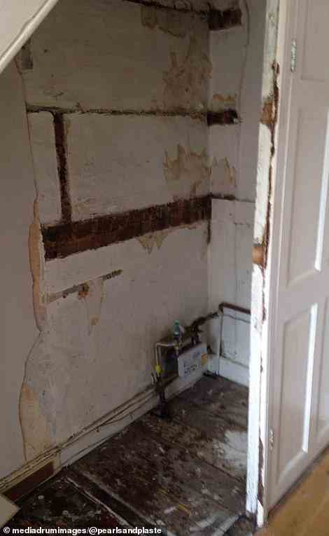 This cupboard, which was neglected, dirty and peeling, was totally transformed into a downstairs toilet