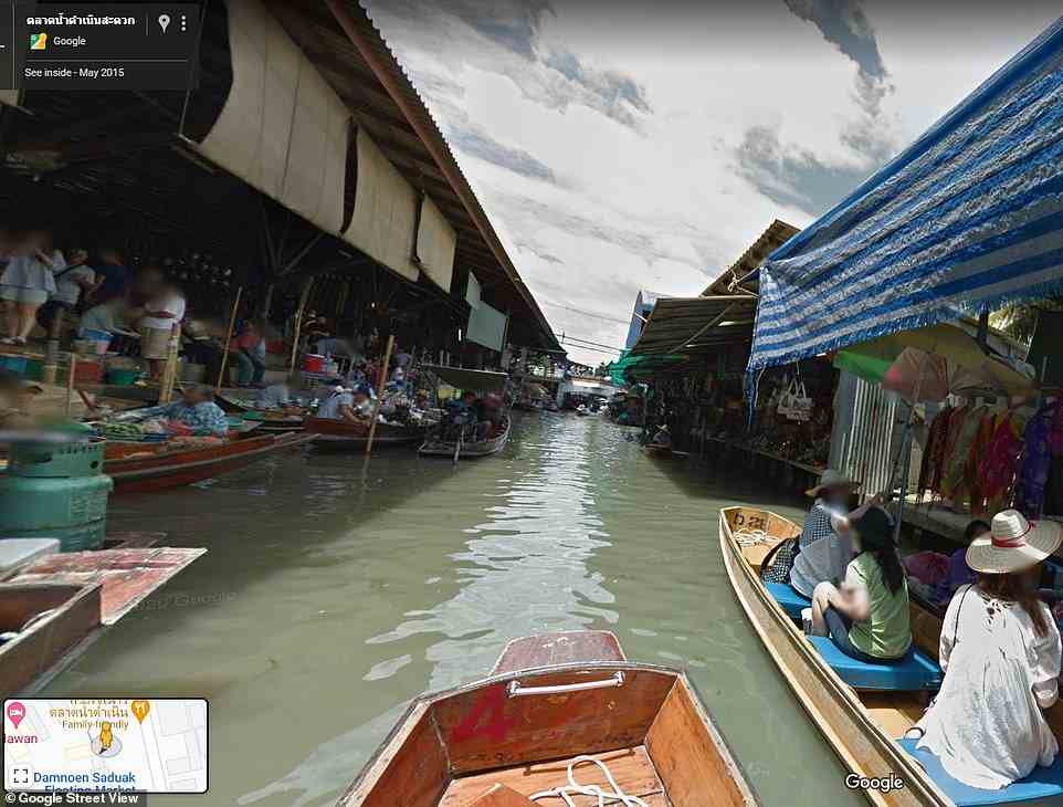 Der schwimmende Markt von Damnoen Saduak in Thailand ist eine beeindruckende Aufnahme von Google Street View