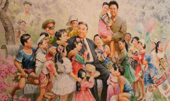 Ein Gemälde mit nordkoreanischen Führern