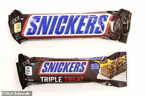 Snickers' reinvention is 29 per cent less calorific - 174 compared to 245. It also has 2.6g less saturated fat and a fifth less sugar. However, the new product is around a tenth smaller.