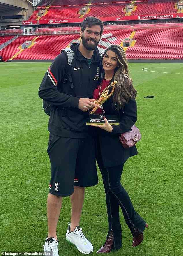 Natalia Becker, 31, who is a doctor, first met the Liverpool goalkeeper in 2012 in their native home of Brazil and the two married in 2015