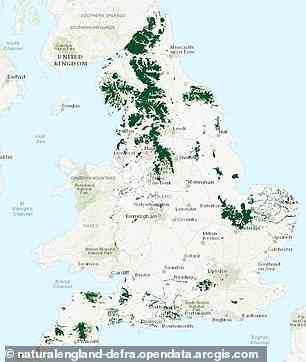 Map showing the peat locations in England