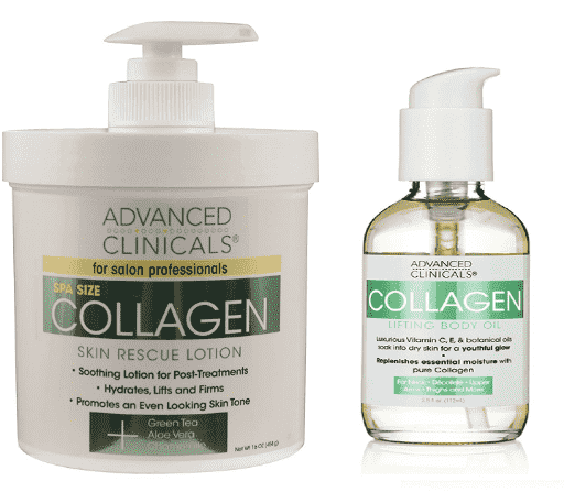 Advanced Clinicals Collagen Body Cream Moisturizer Lotion + Collagen Body Oil