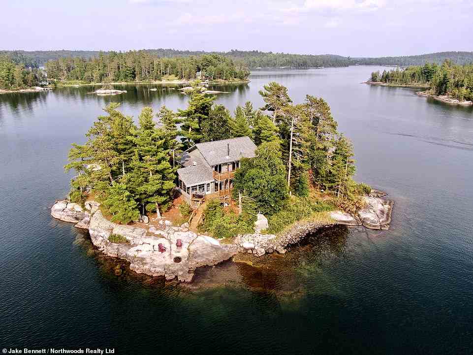 'No matter where you are, you are steps away from the crystal-clear waters of Whitefish Bay,' write the owners of this cosy-looking cabin with wrap-around decks on the Lake of the Woods