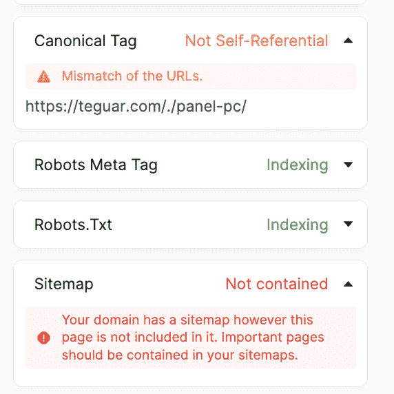 screenshot of canonical tag site audit in SearchAtlas