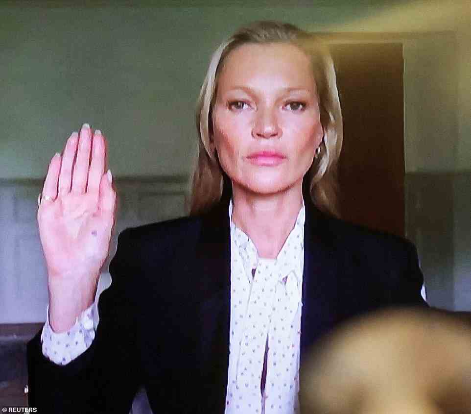 Many people on the internet were cheering when Kate Moss gave testimony defending Depp in his trial against Heard. She is pictured during her testimony