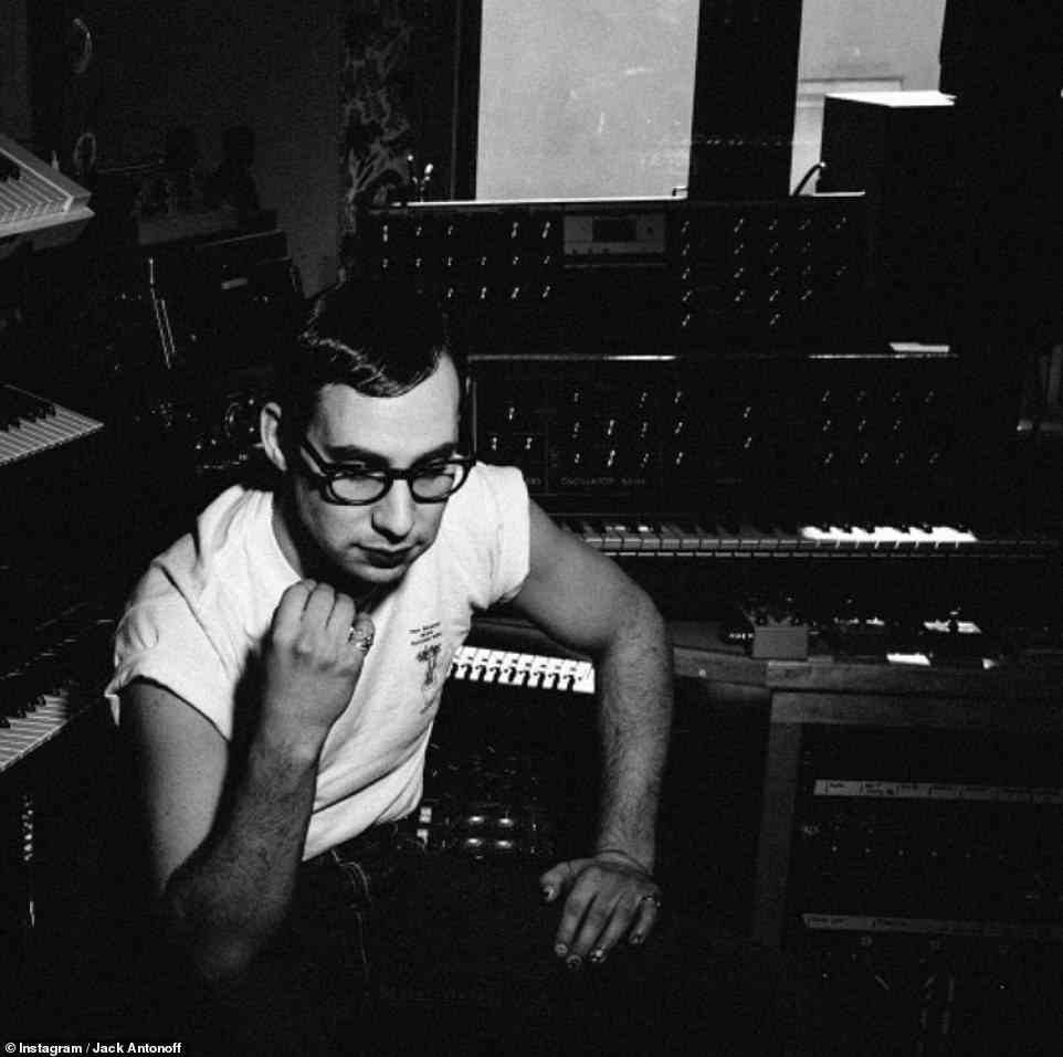 Despite Fun.'s success, Jack recalled feeling like he wanted to do more. So in February 2014, he launched a solo project called Bleachers. He is pictured in the studio in 2017