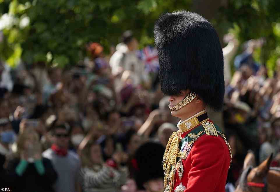 The Duke of Cambridge takes part in the Royal Procession as he leaves Buckingham Palace for Trooping the Colour today
