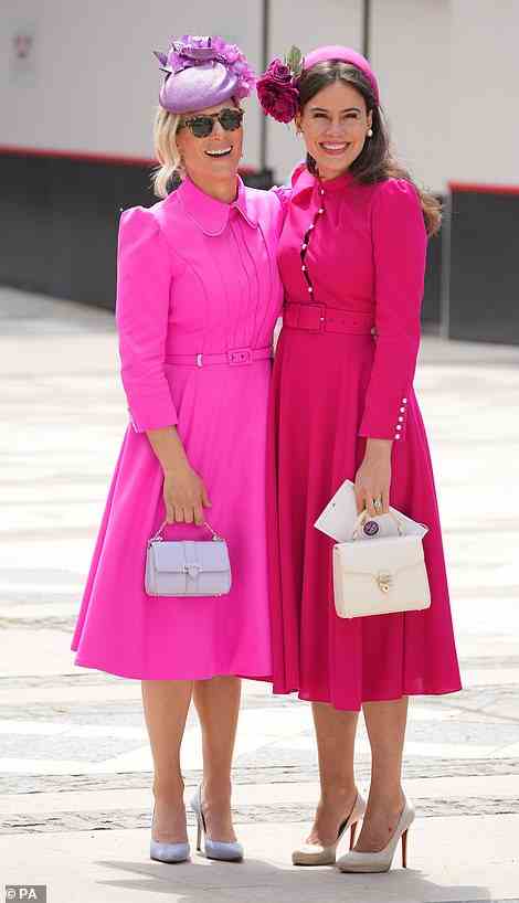 Zara Tindall, Sophie Windsor (both pictured L-R) and Home Secretary Priti Patel went for the colour of the season, hot pink