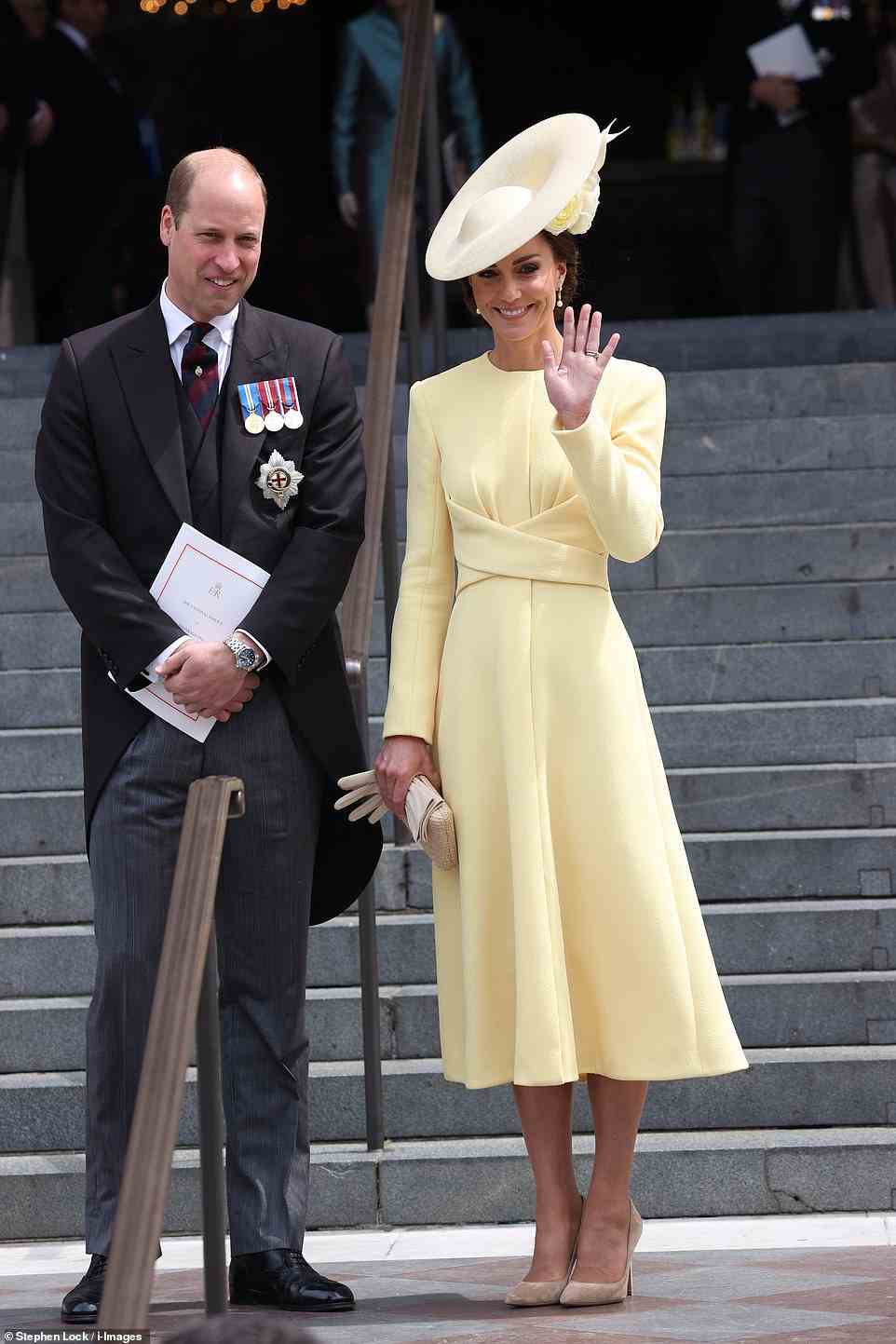 Future King and Queen! William and Kate are seen leaving St Paul's Cathedral following the service to honour the Queen