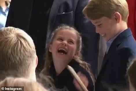 She joined her parents and George in listening to an orchestra perform a number of songs, including Sweet Caroline, and appeared particularly overjoyed when the Disney song came on