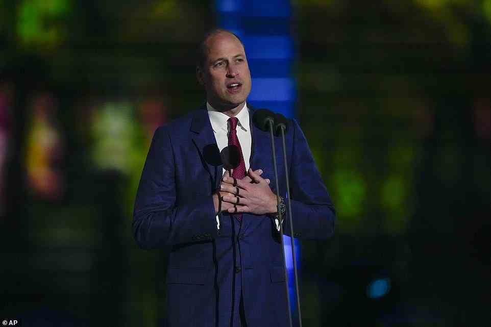 Tribute: The Duke of Cambridge went on to praise young people for their role in changing the natural world, adding: 'Most inspiringly, the cause is being spearheaded by a united generation of young people across the world'