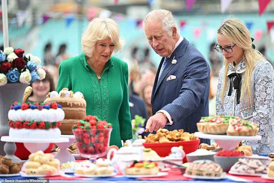 Charles and Camilla inspecting the spectacular Big Jubilee Lunch in The Oval, South London, June 5, 2022