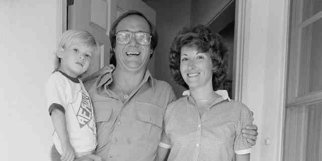 Michael Reagan, adopted son of Ronald Reagan and his first wife Jane Wyman, with his wife Colleen Sterns and son Cameron.