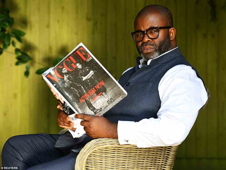 Harriman won worldwide acclaim in September 2020 when he became the first black male photographer to shoot a cover of British Vogue (pictured)