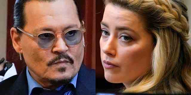 Die Schauspieler Johnny Depp, links, und Amber Heard im Gerichtssaal zum Abschlussplädoyer im Fairfax County Circuit Courthouse in Fairfax, Virginia, am Freitag, den 27. Mai 2022.