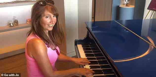 Jo says the Royal Loft Suite's lounge has a grand piano whose ivories 'play like a dream'